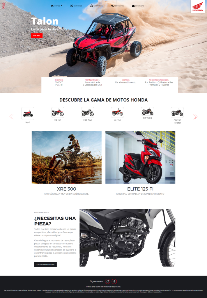 Honda Motos Desarrollo web